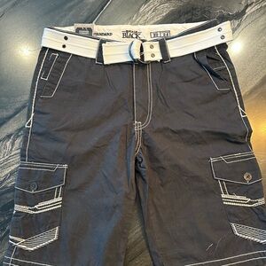 Men buckle, black shorts